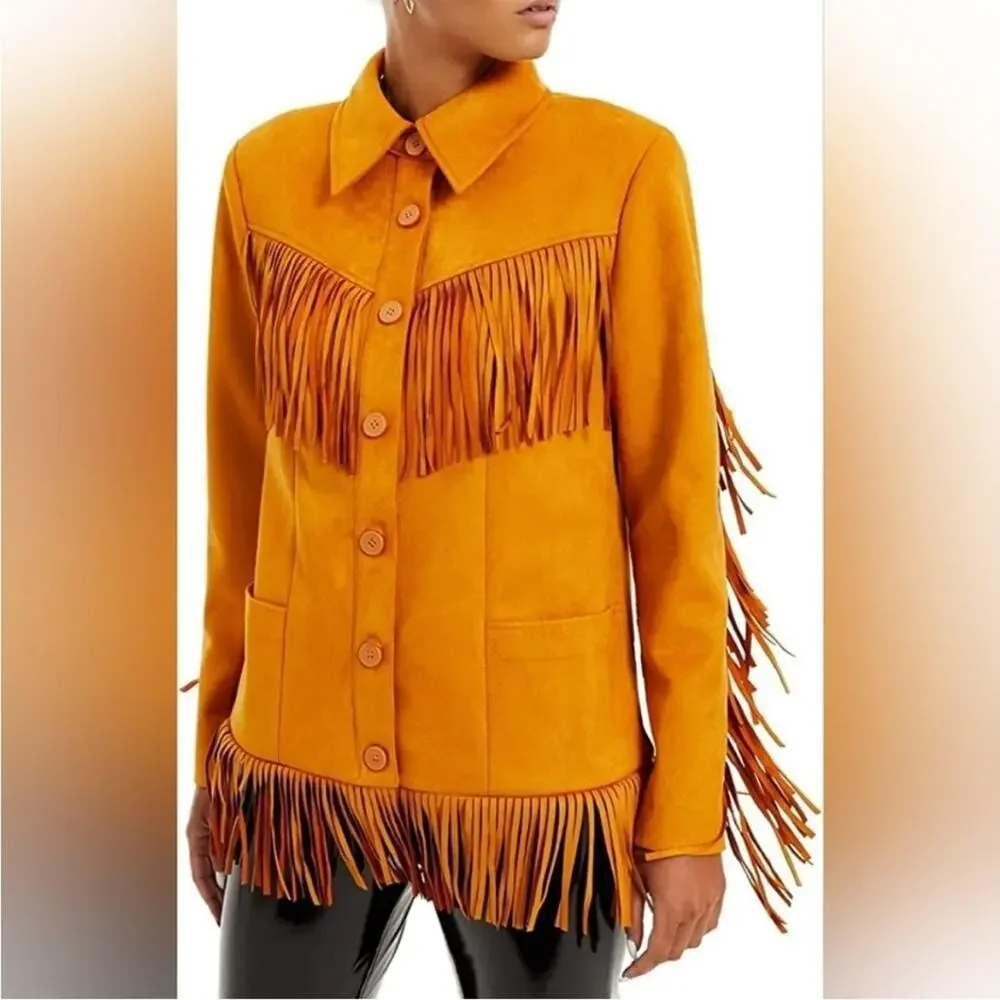 NWT! Danielle Bernstein Faux-Suede Fringe Jacket - Picture 4 of 8